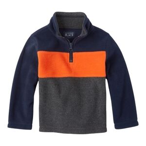 The Childrens Place Boys Quarter Zip Fleece Sweater Blue‎ Gray  Size 5/6 Small